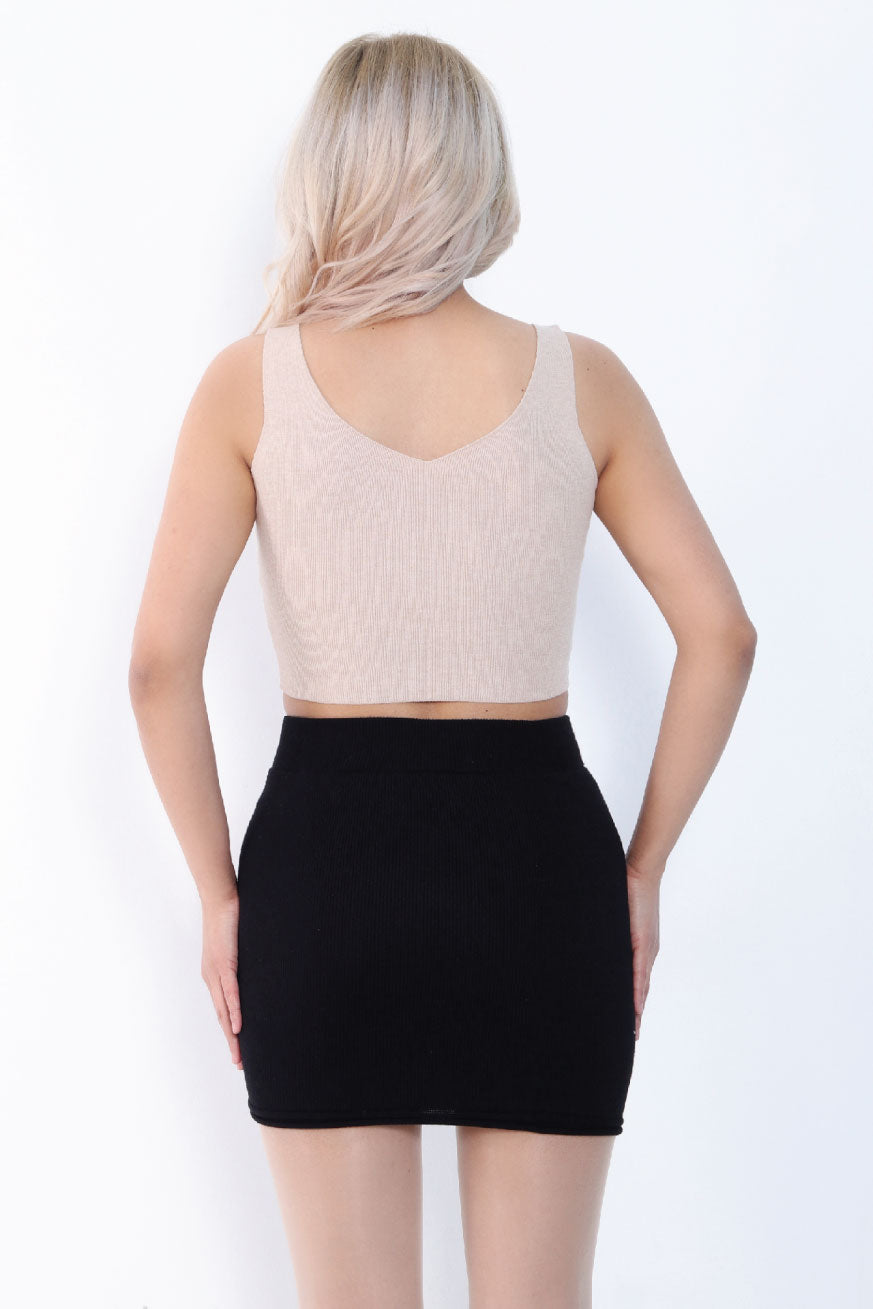 Biege Knit Crop Top back