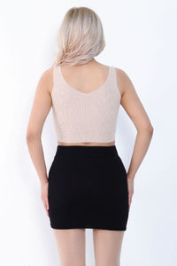 Biege Knit Crop Top back