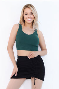 Green Knit Crop Tops