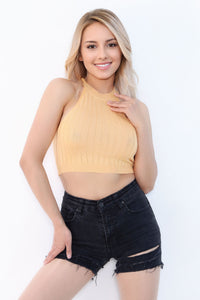 Mustard Knitted Rib Tank Top front