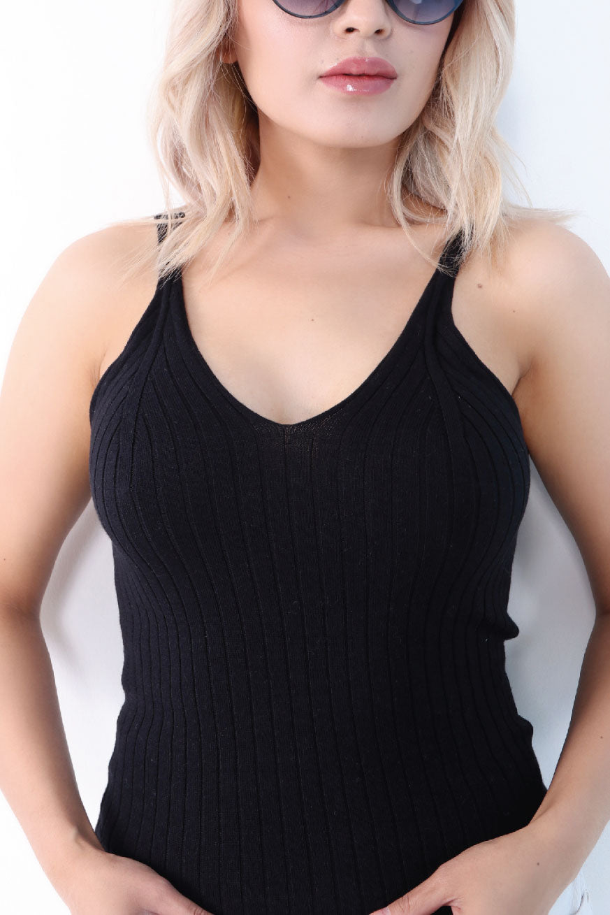 White Rib Knitted Tank top