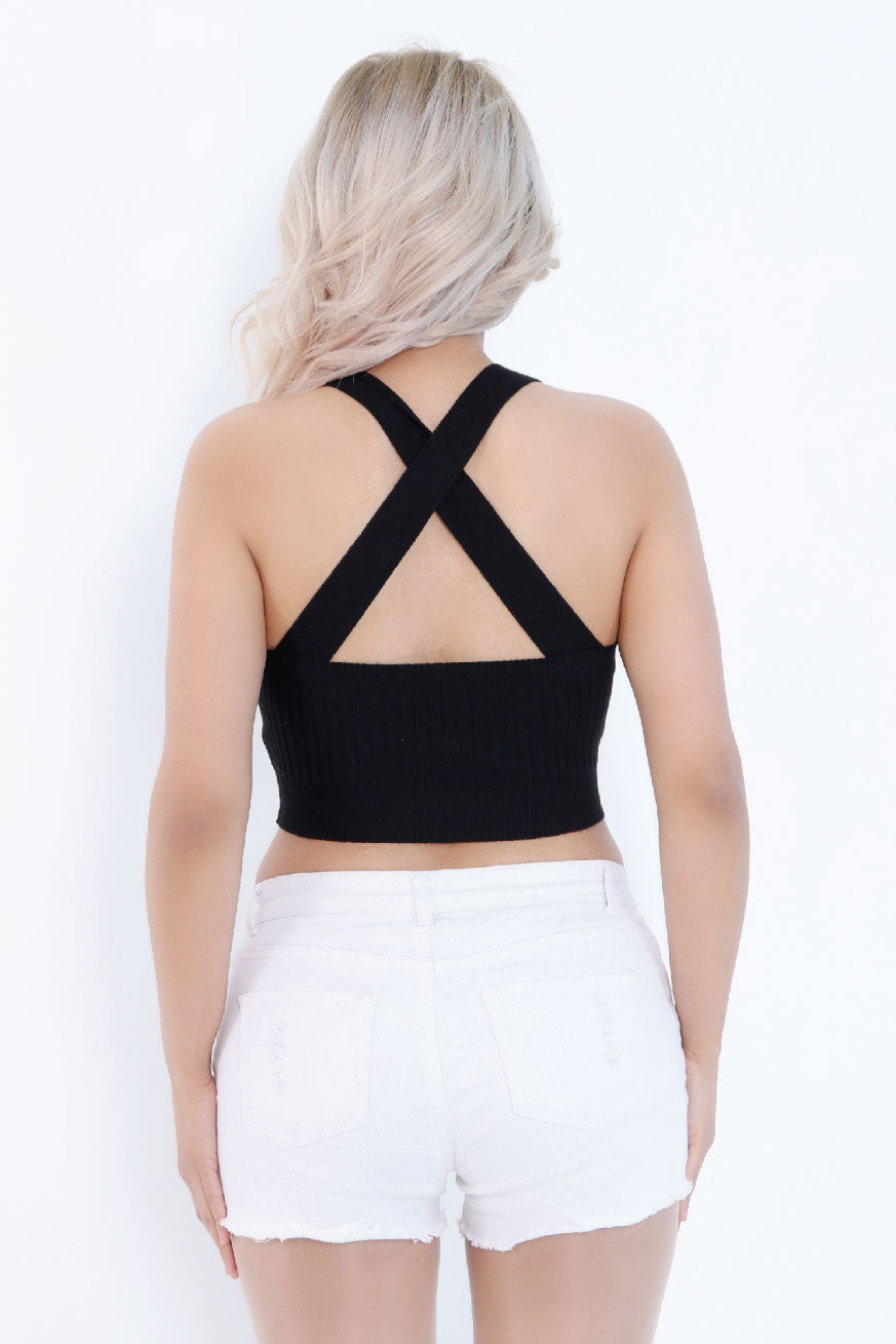 Women Knit Crop black back