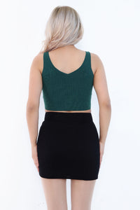 Green Knit Crop Top back