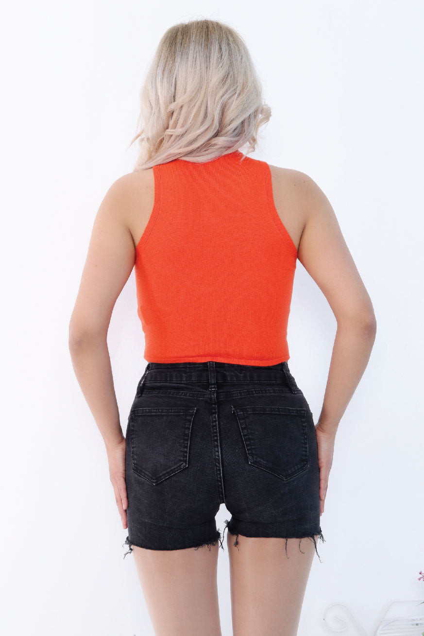 Red Crop Tank Top back