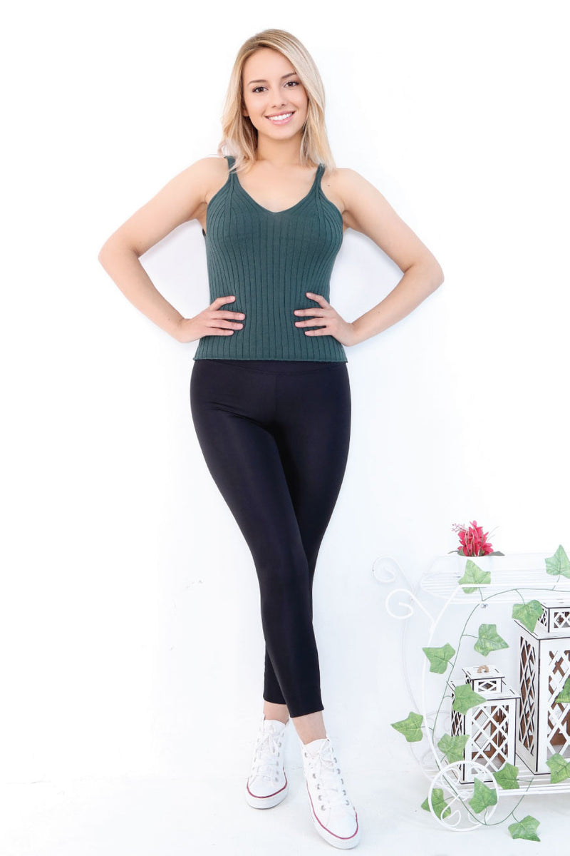 Green Rib Knitted Tank top Front